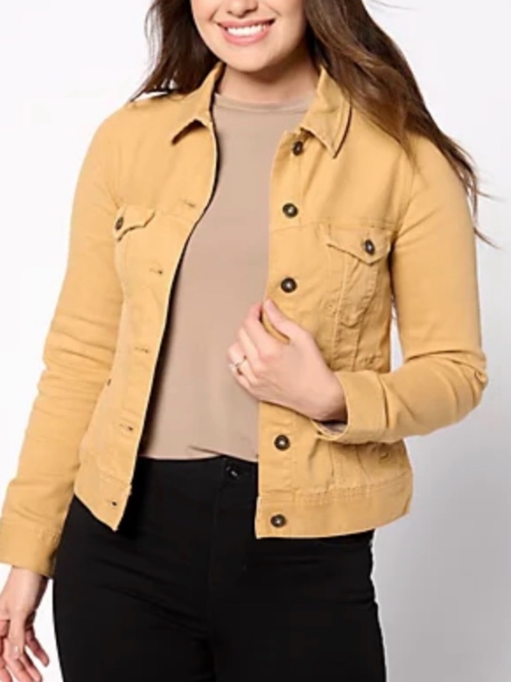 Liverpool Mustard Yellow Stretch Denim Casual Jacket